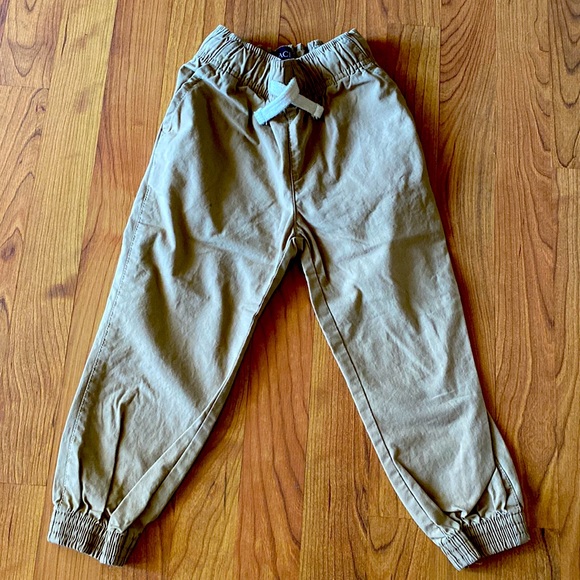 Size 5 Flax color uniform pants. Adjustable elastic waist with buttons. - Picture 1 of 5